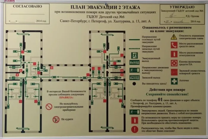 План эвакуации второго этажа
